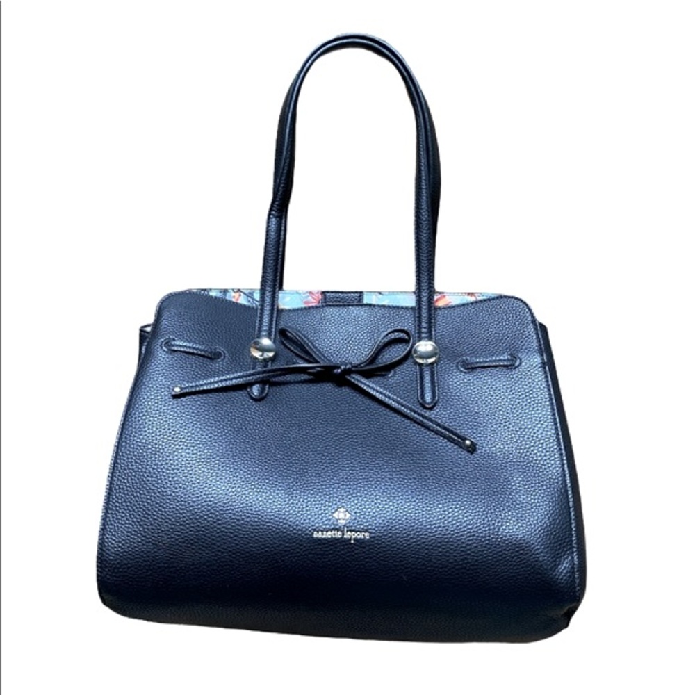 Nanette Lepore Arabelle shoulder tote bag black pebble faux leather y2k 90s vibe